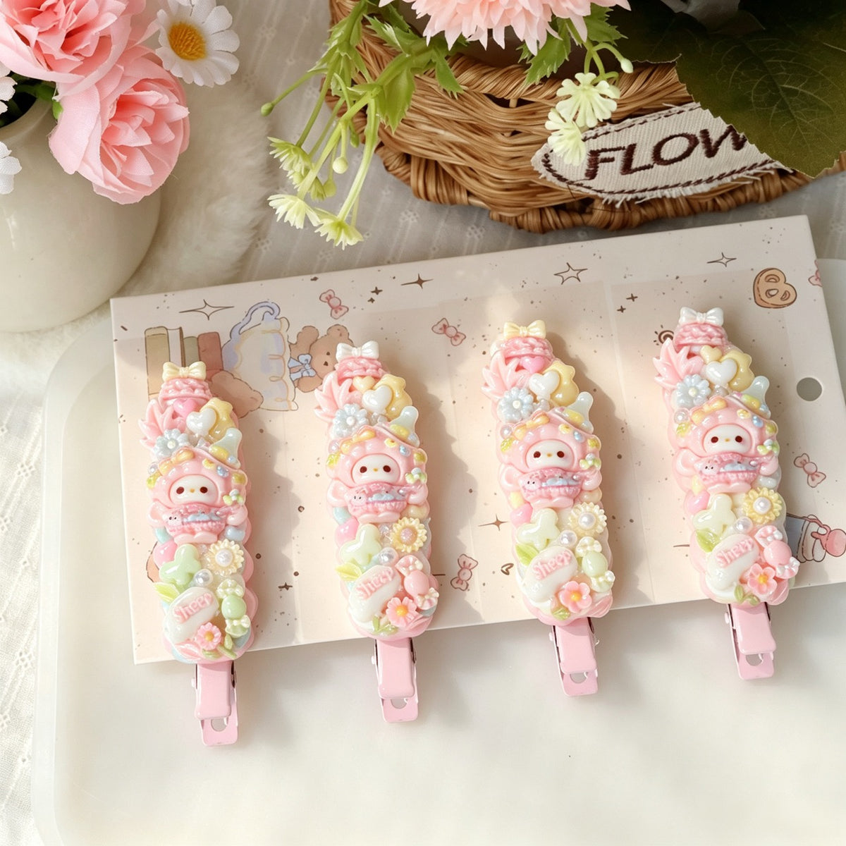 4-Piece Cream Hair Clip Set