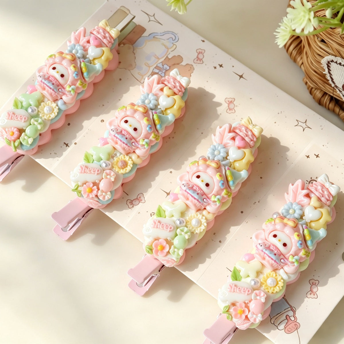 4-Piece Cream Hair Clip Set