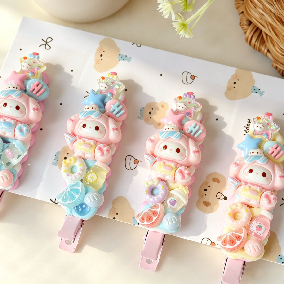 4-Piece Cream Hair Clip Set