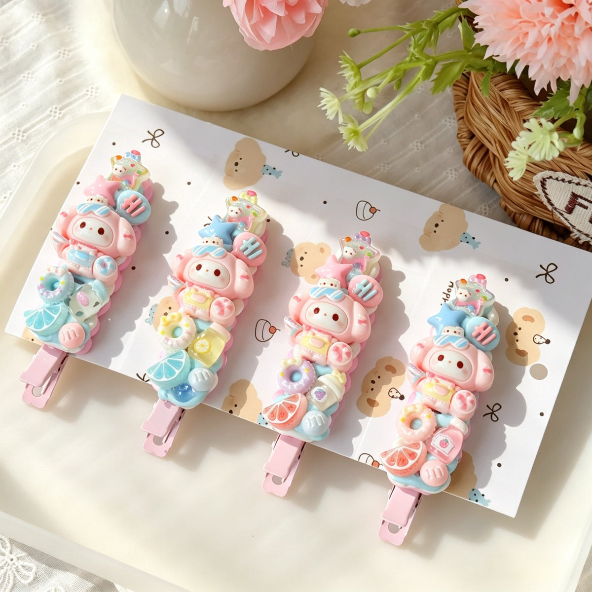 4-Piece Cream Hair Clip Set