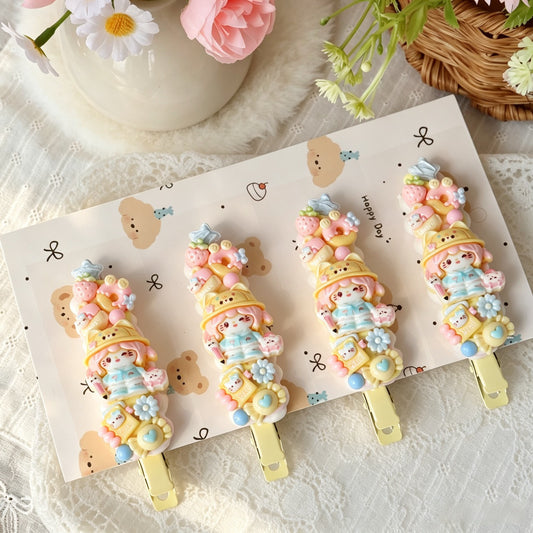 4-Piece Cream Hair Clip Set