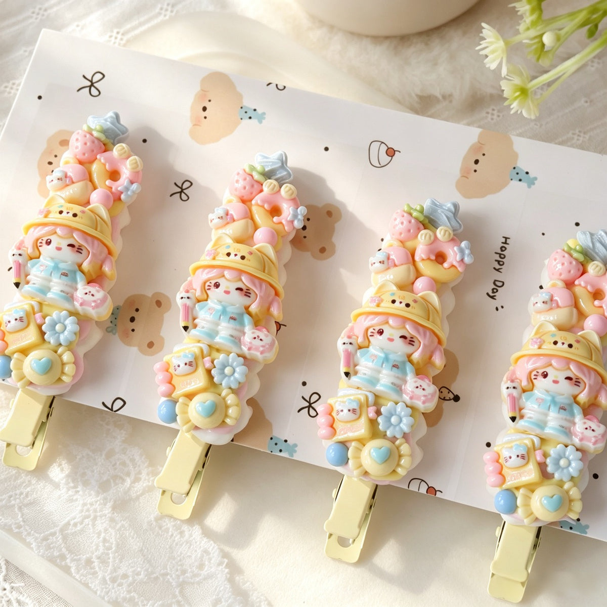 4-Piece Cream Hair Clip Set