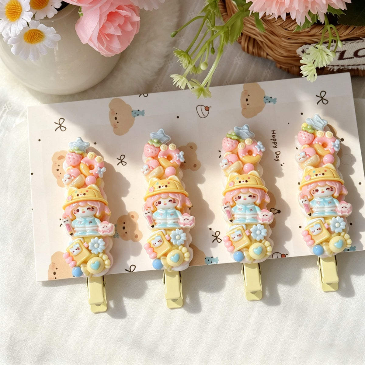 4-Piece Cream Hair Clip Set