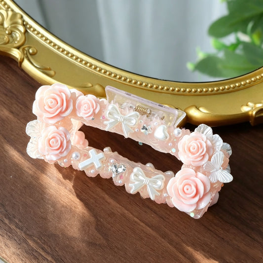 Decorated Cream Glue Claw Clip