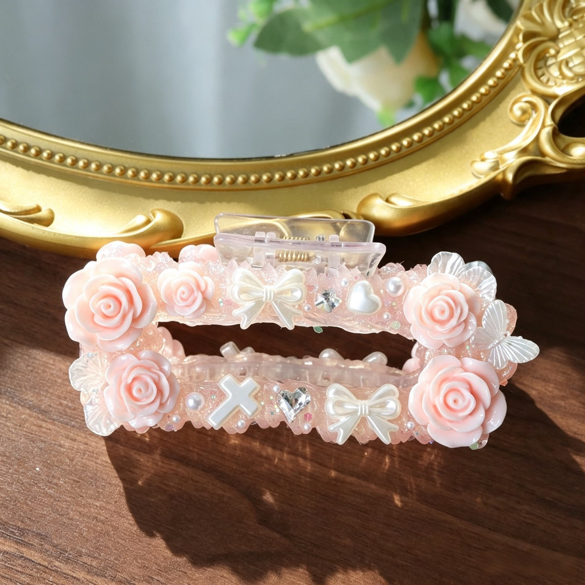 Decorated Cream Glue Claw Clip