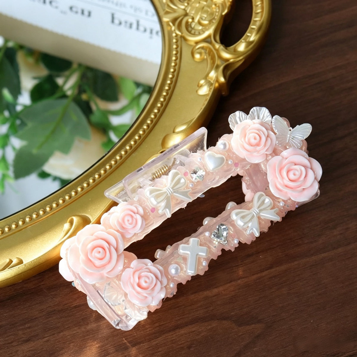Decorated Cream Glue Claw Clip