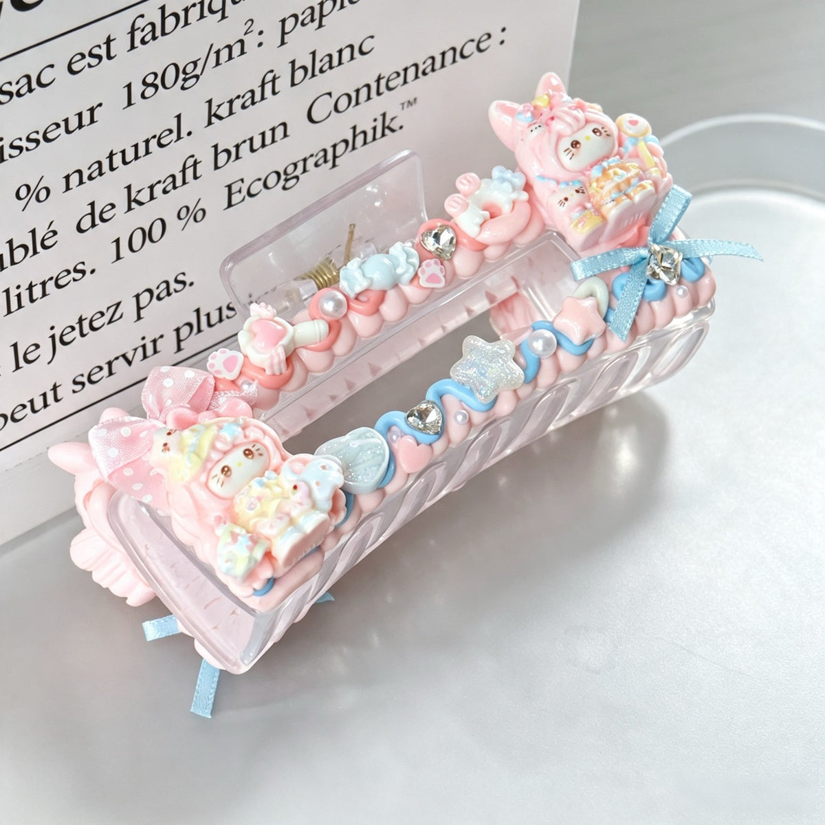 Decorated Cream Glue Claw Clip