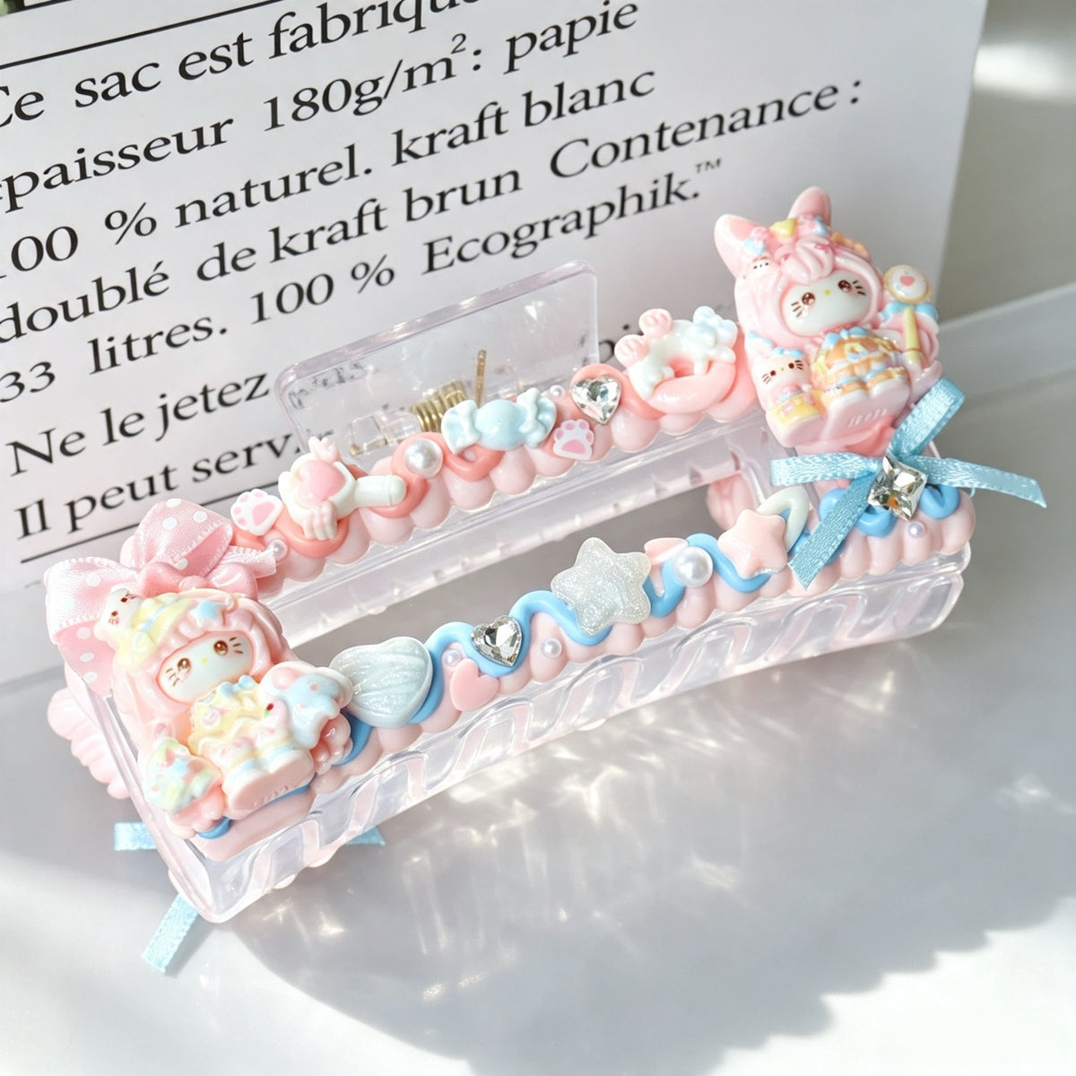 Decorated Cream Glue Claw Clip