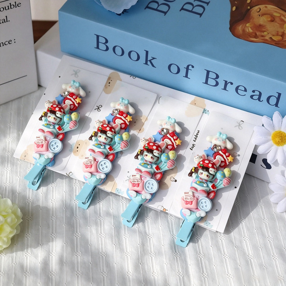 4-Piece Cream Hair Clip Set