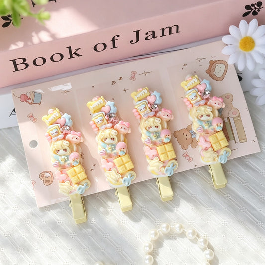 4-Piece Cream Hair Clip Set