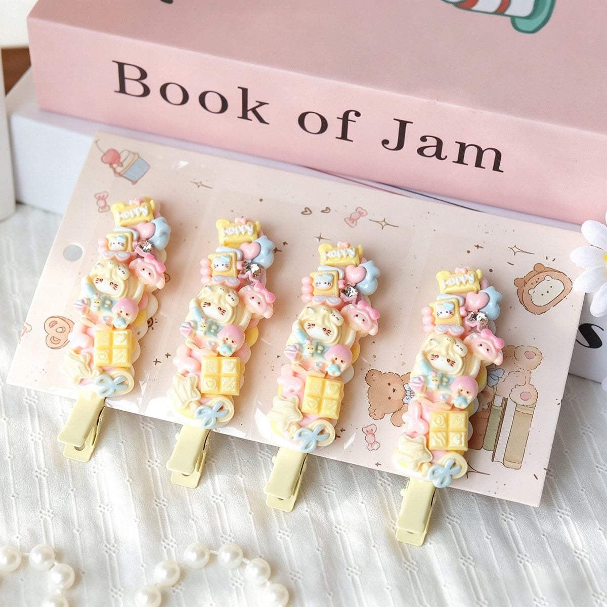 4-Piece Cream Hair Clip Set