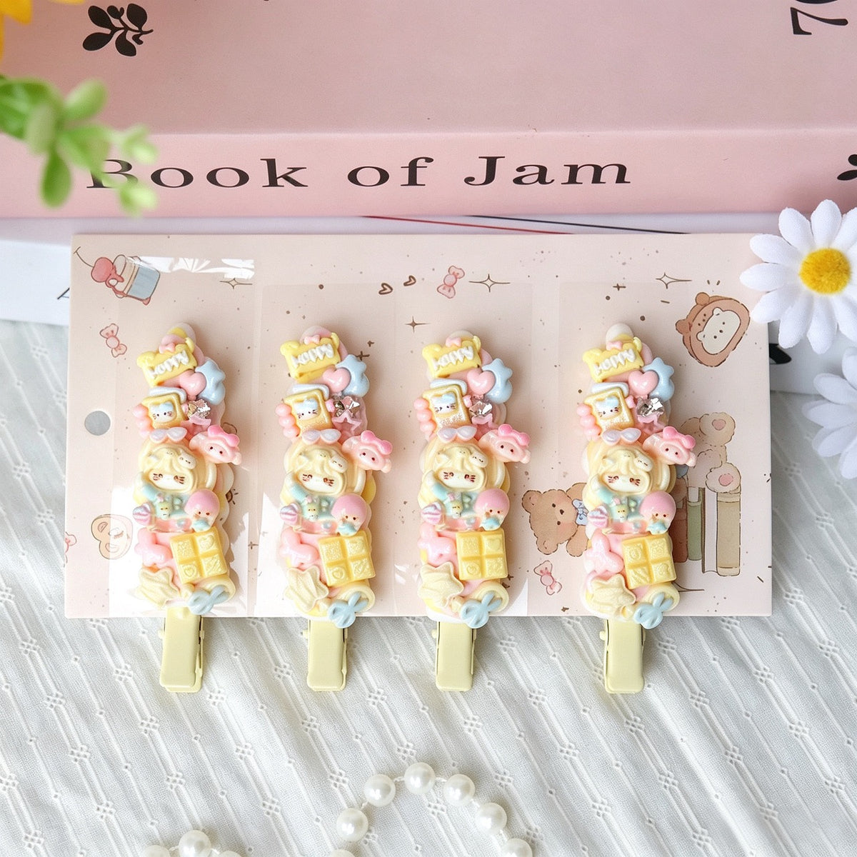 4-Piece Cream Hair Clip Set
