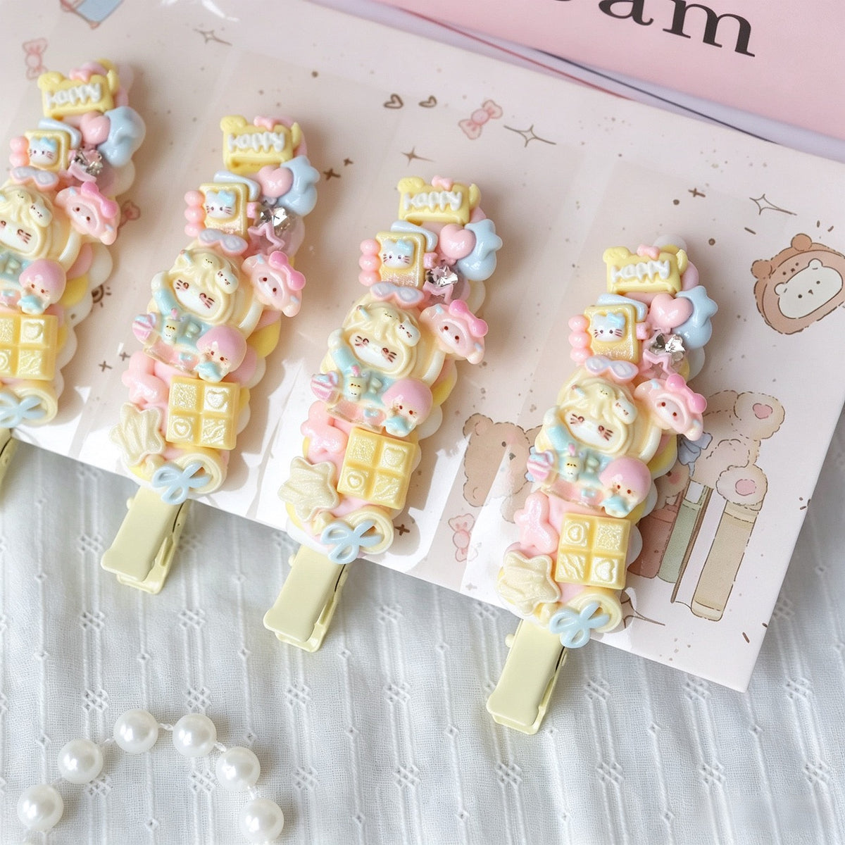 4-Piece Cream Hair Clip Set
