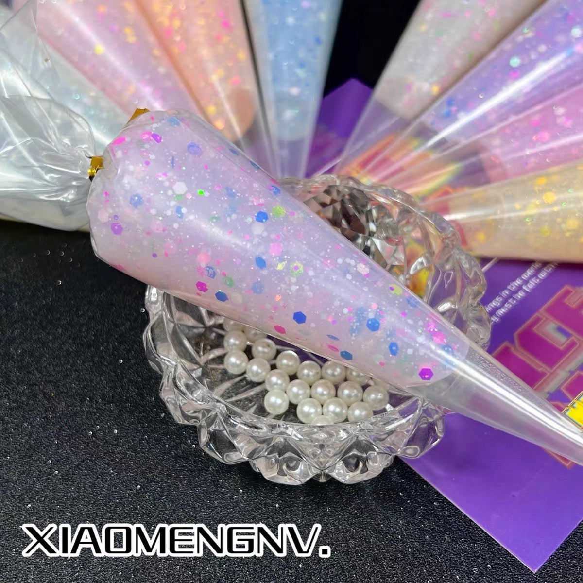 50g 10 colors DIY color sequin transparent crystal cream glue