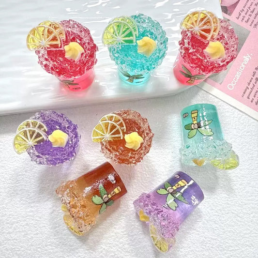 Miniature 3D Lemon Tea Cup Resin Charm Dollhouse Decor & Craft Supply
