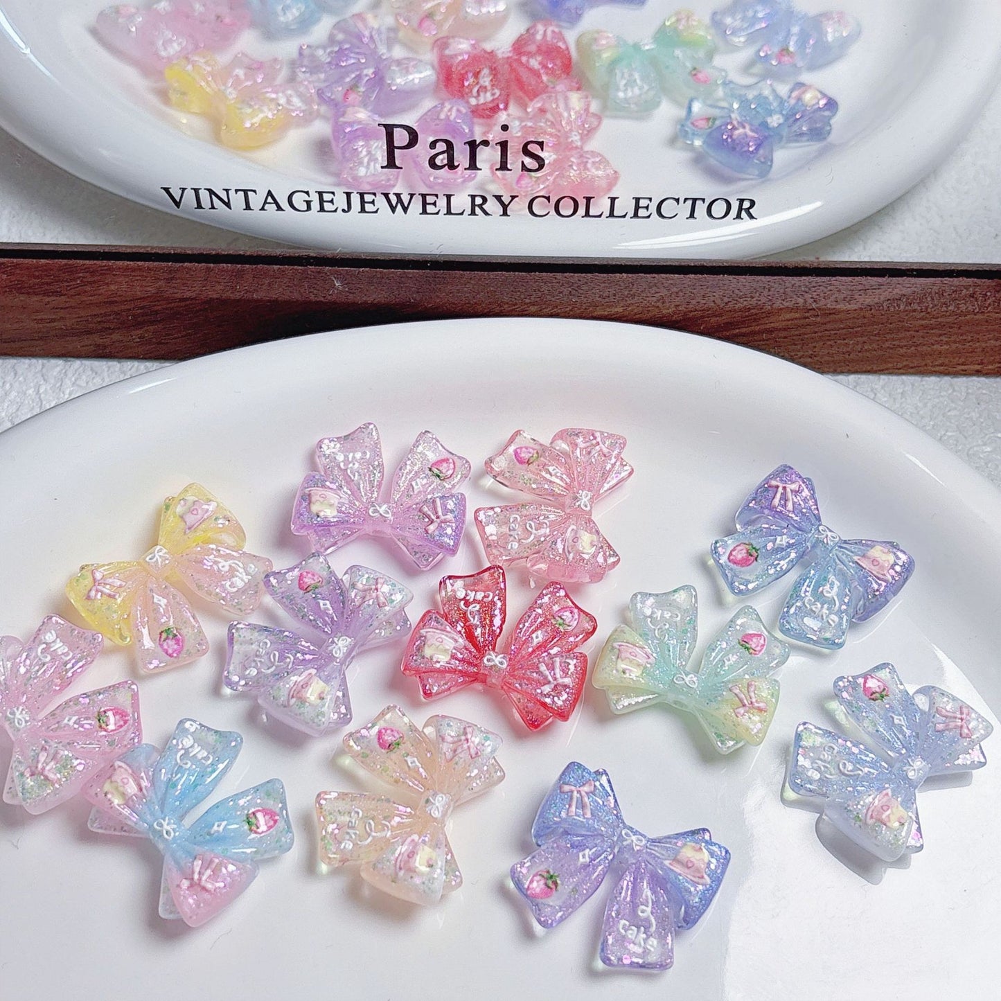 Relief strawberry bow bead jewelry DIY material accessories