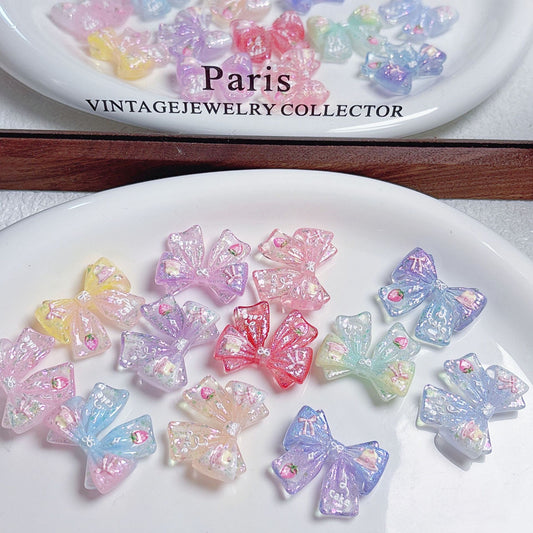 Relief strawberry bow bead jewelry DIY material accessories