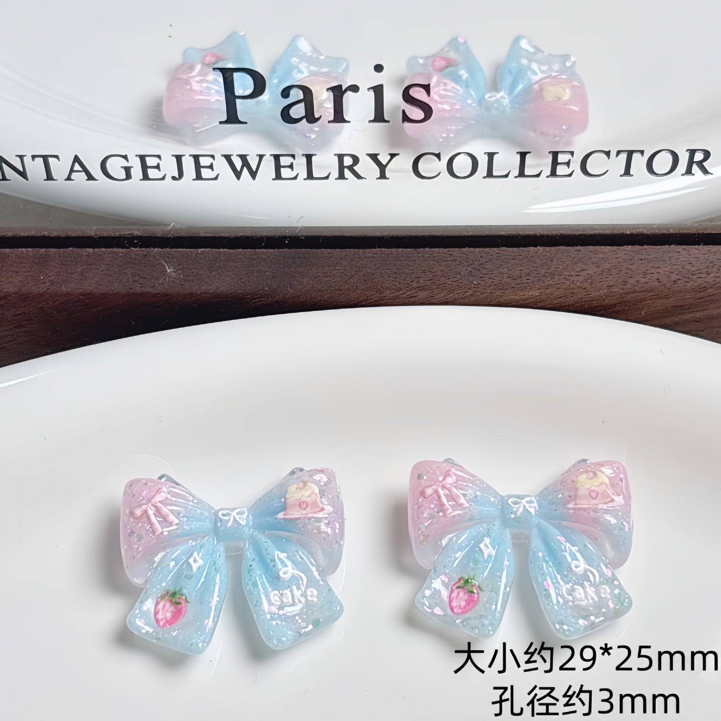 Relief strawberry bow bead jewelry DIY material accessories