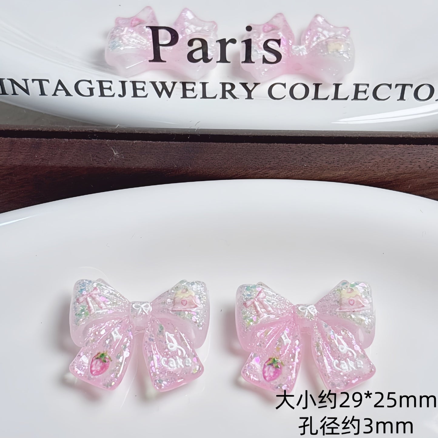 Relief strawberry bow bead jewelry DIY material accessories