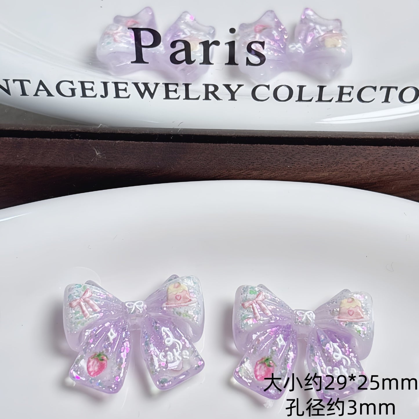 Relief strawberry bow bead jewelry DIY material accessories
