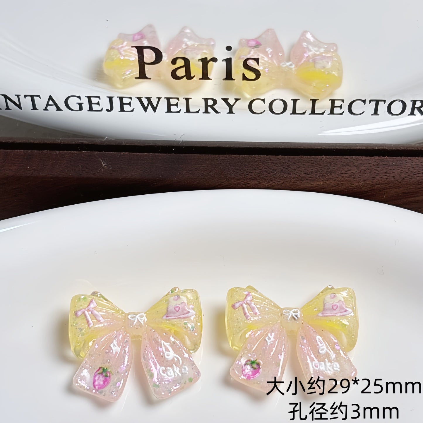 Relief strawberry bow bead jewelry DIY material accessories