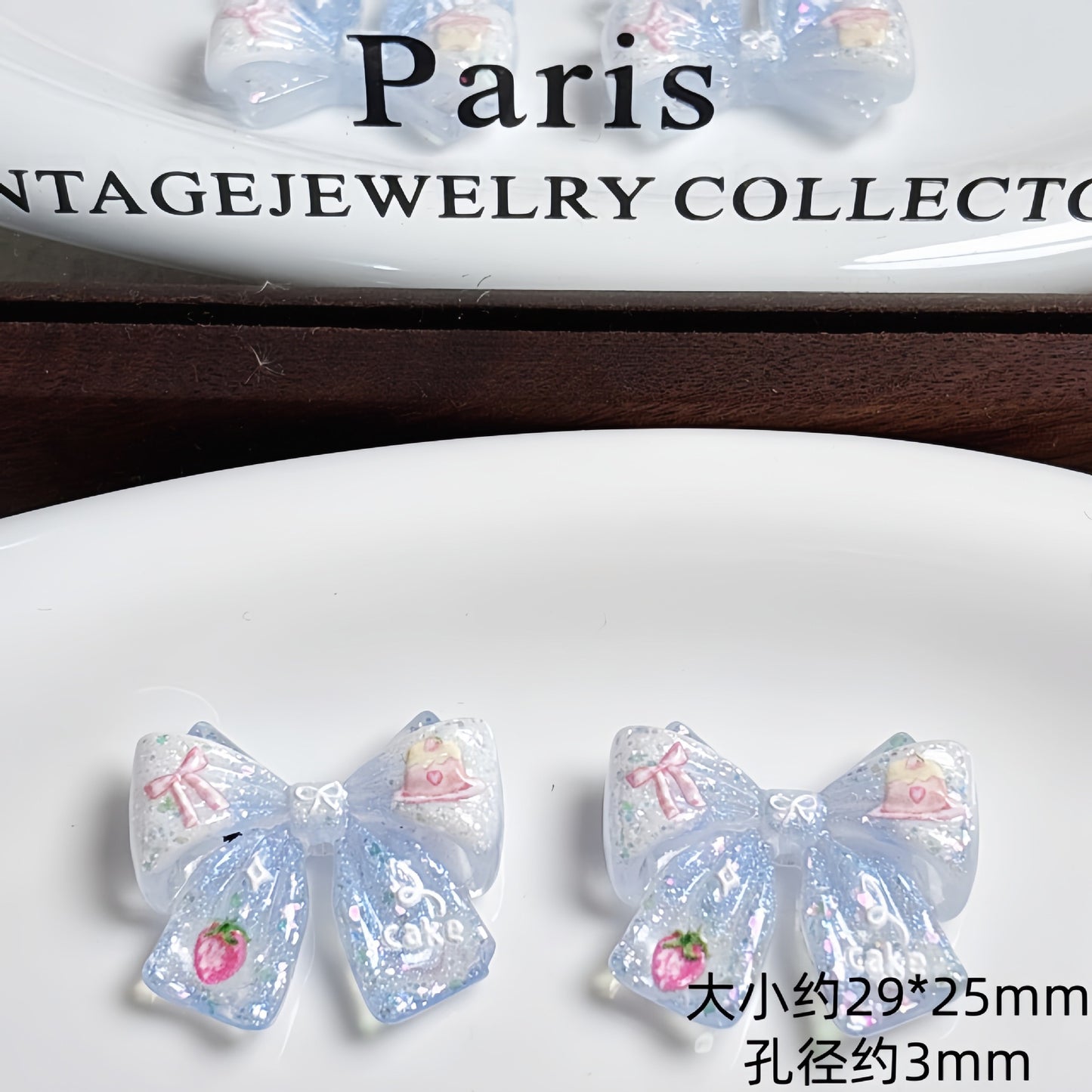 Relief strawberry bow bead jewelry DIY material accessories