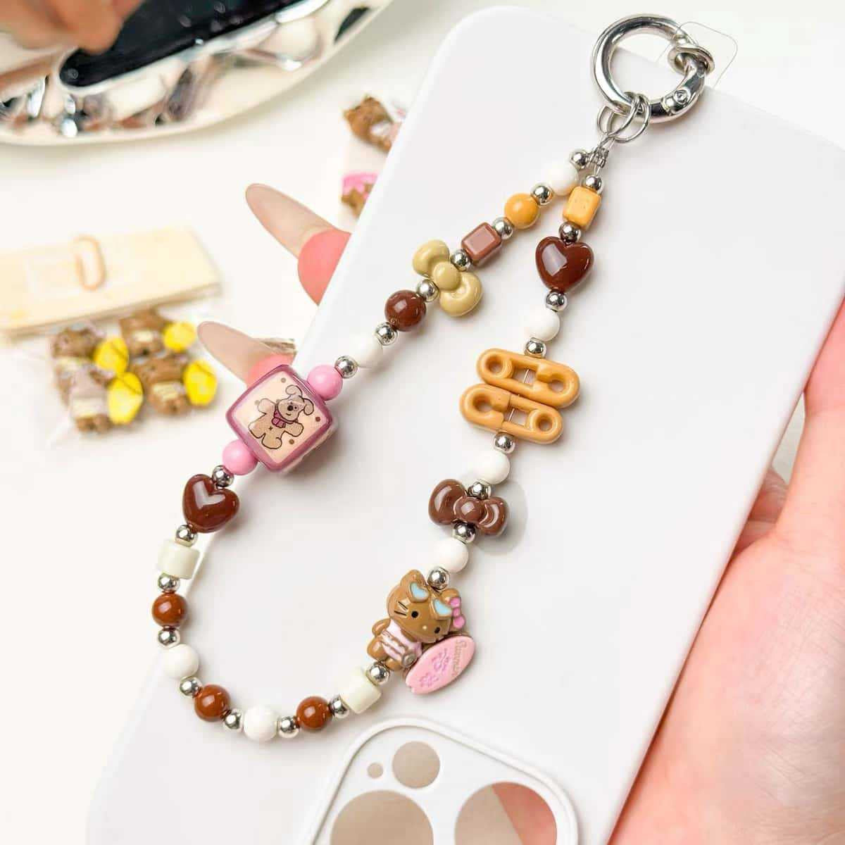 Alloy black leather Kt cat string beads handmade DIY jewelry accessories