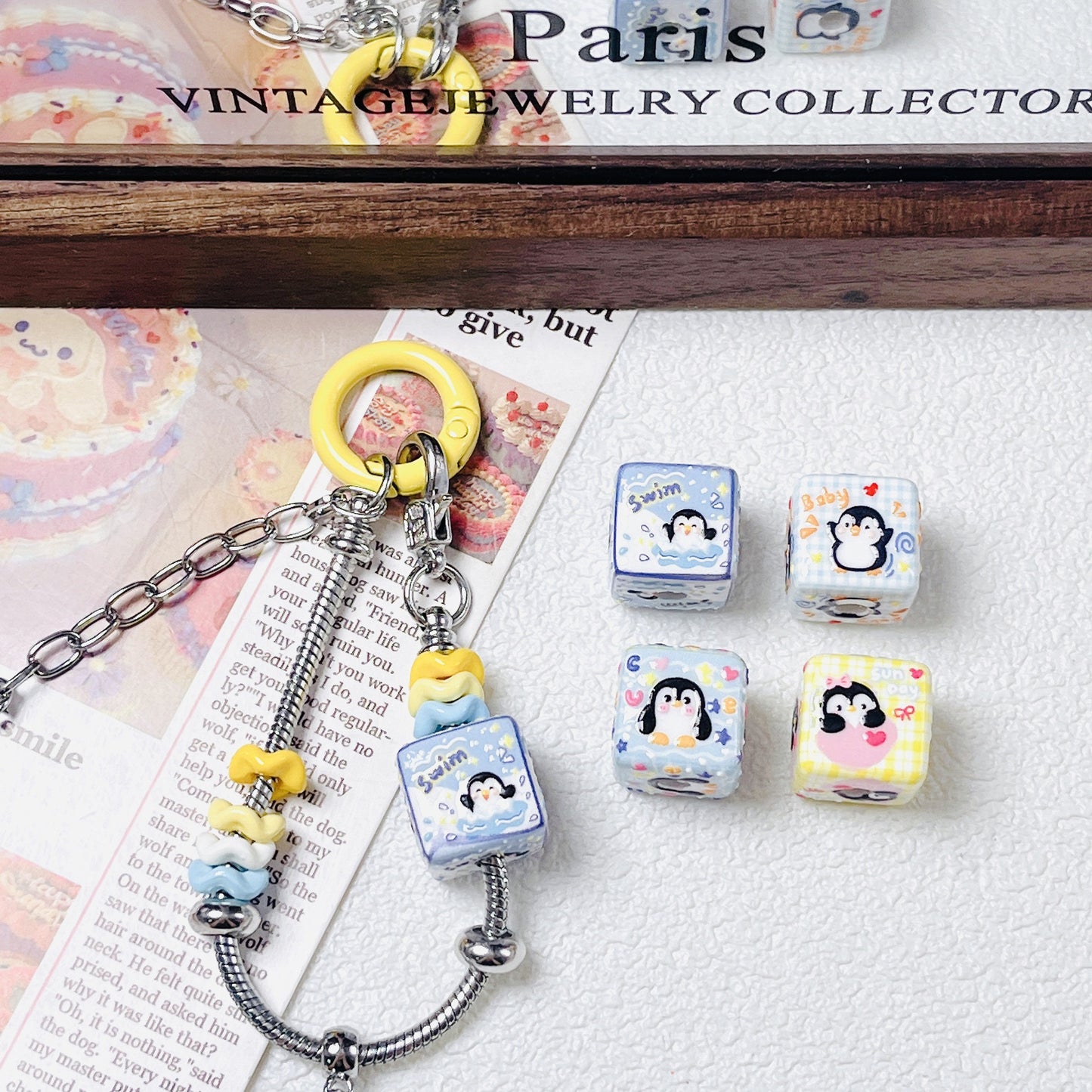 Acrylic relief block bead DIY jewelry accessories