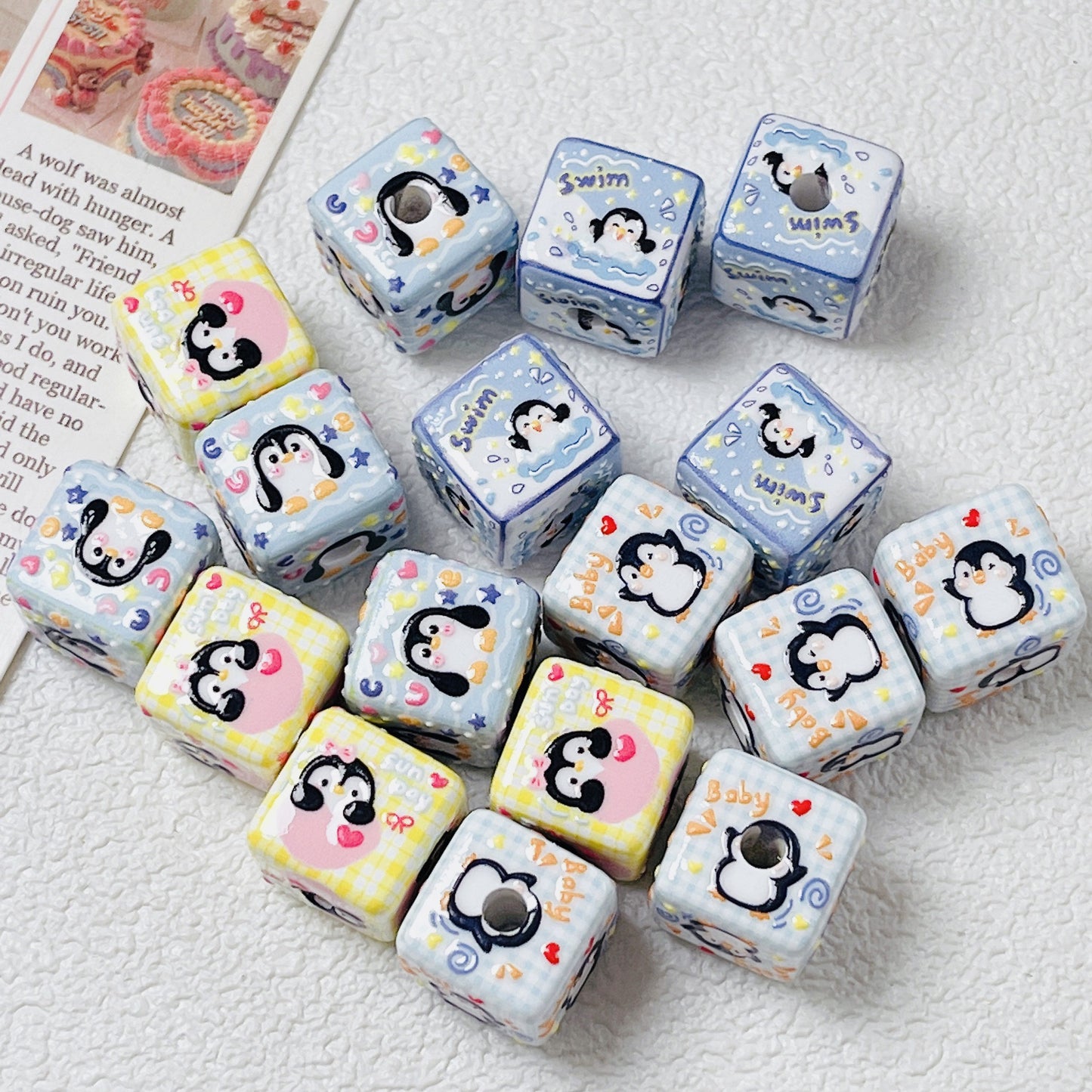 Acrylic relief block bead DIY jewelry accessories