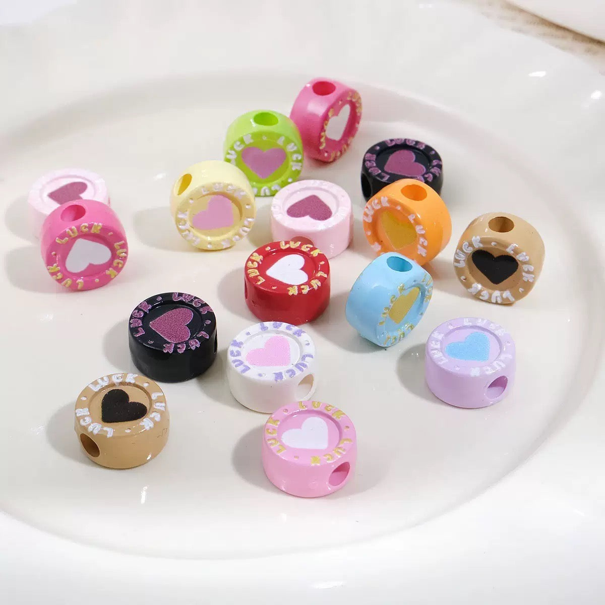13mm Large Hole Heart-Shaped Round Disc DIY Craft Jewelry Component