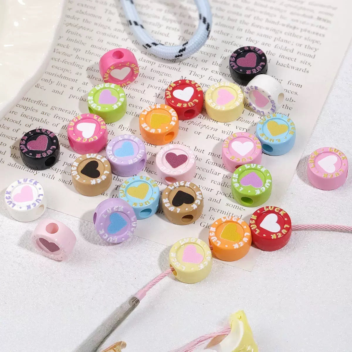 13mm Large Hole Heart-Shaped Round Disc DIY Craft Jewelry Component