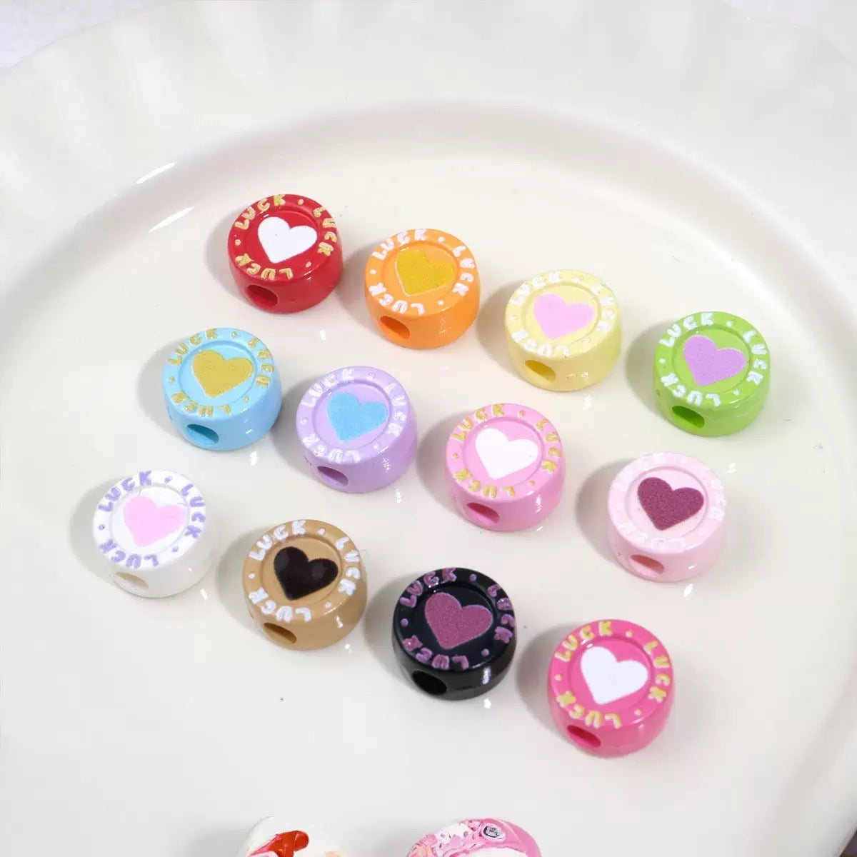 13mm Large Hole Heart-Shaped Round Disc DIY Craft Jewelry Component