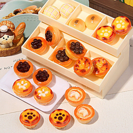 Mini egg tart bread play toy resin DIY accessory