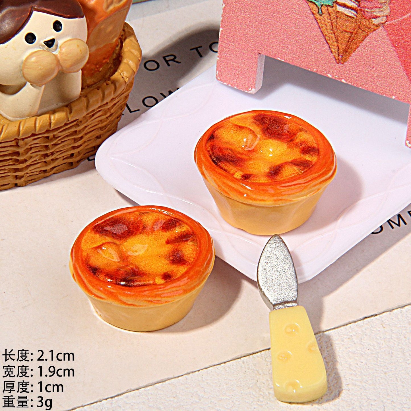 Mini egg tart bread play toy resin DIY accessory