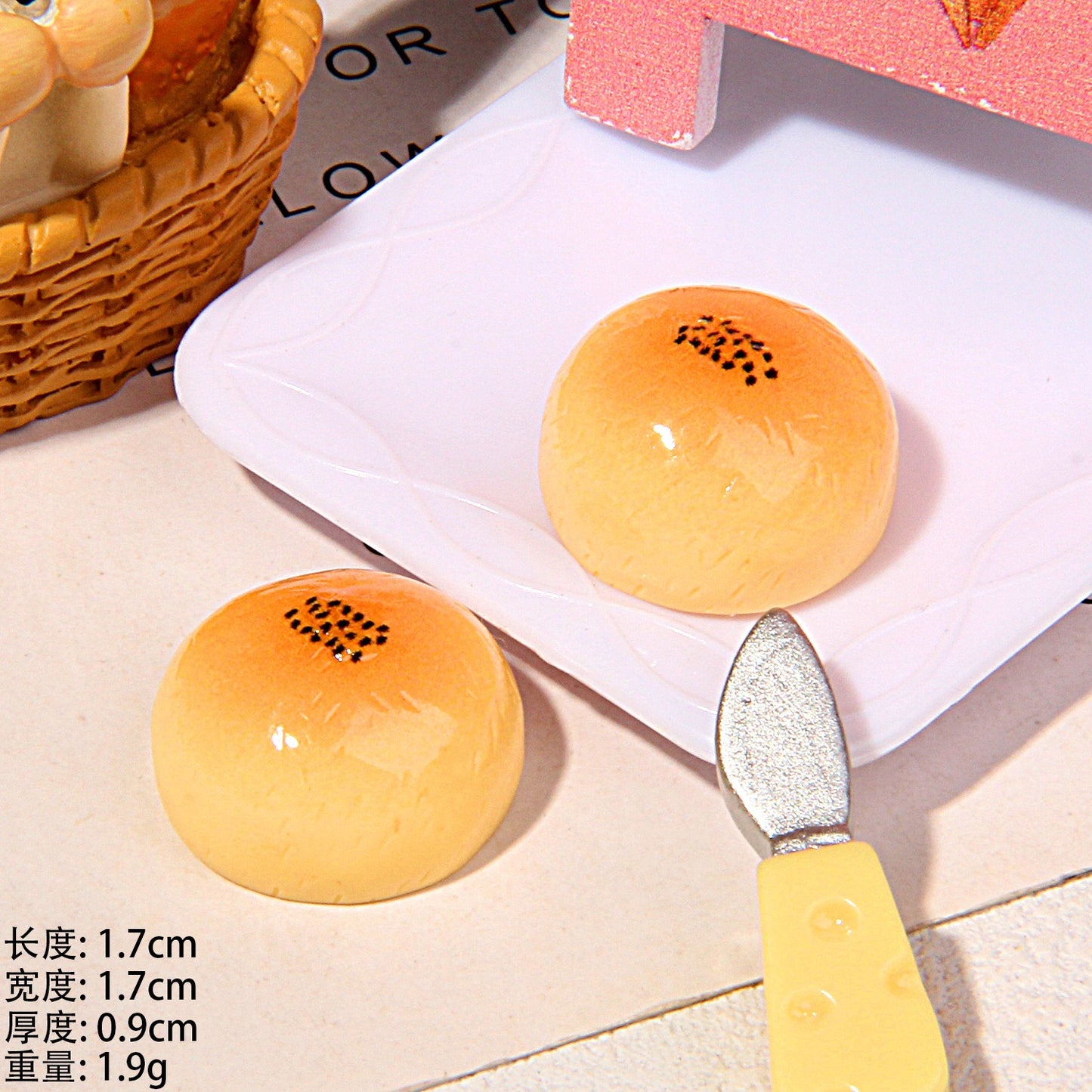 Mini egg tart bread play toy resin DIY accessory