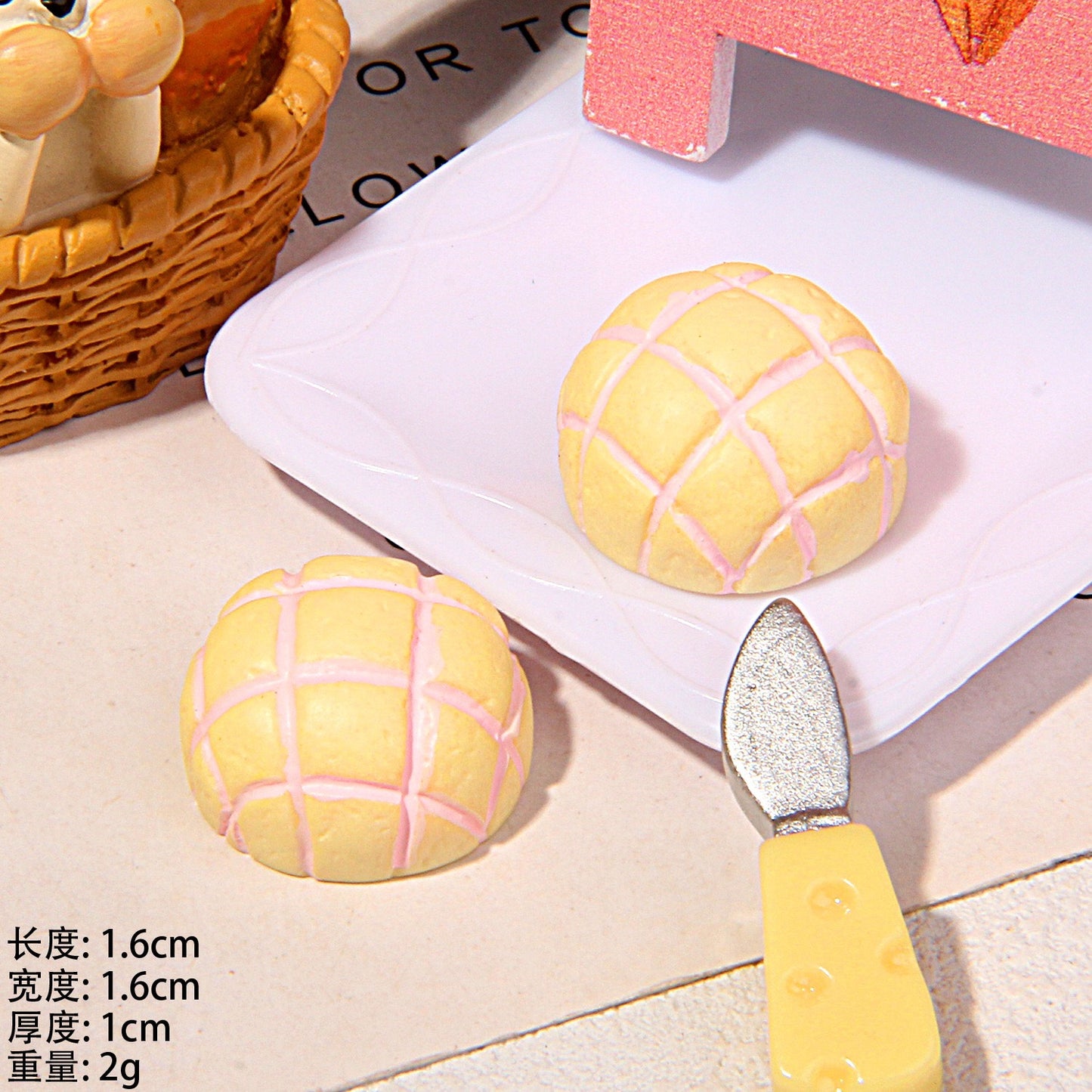 Mini egg tart bread play toy resin DIY accessory