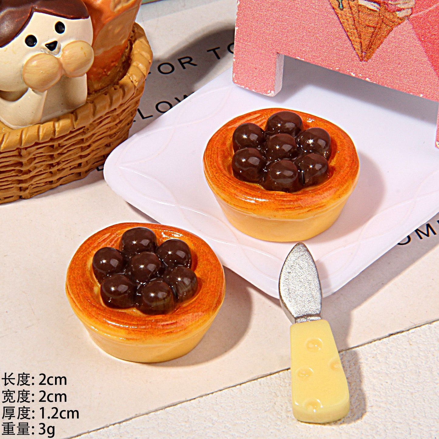 Mini egg tart bread play toy resin DIY accessory