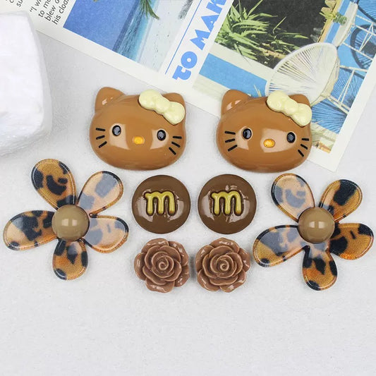 Brown flat KT cat resin cartoon decorative accessories