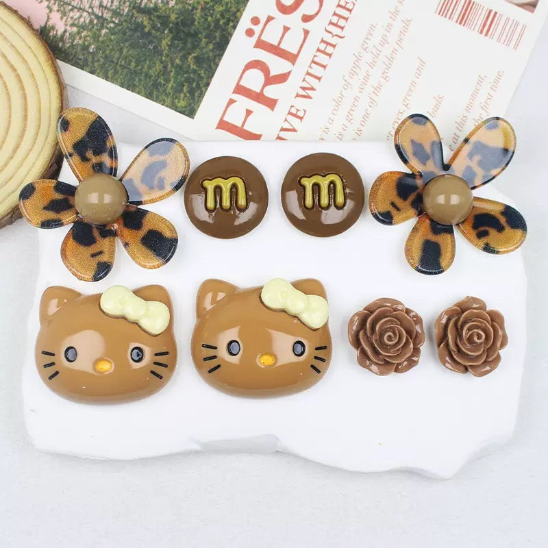 Brown flat KT cat resin cartoon decorative accessories