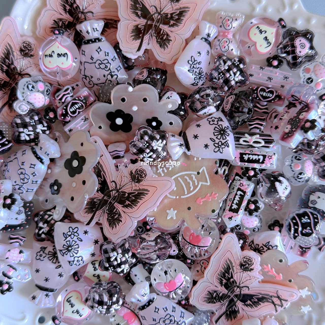 Acrylic relief beads (multiple colors)
