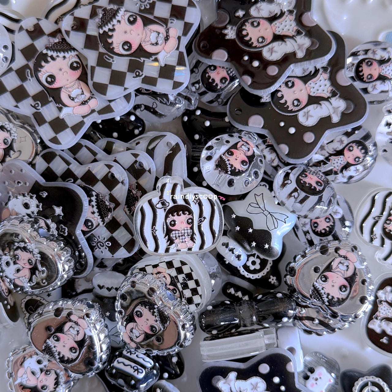 Acrylic relief beads (multiple colors)