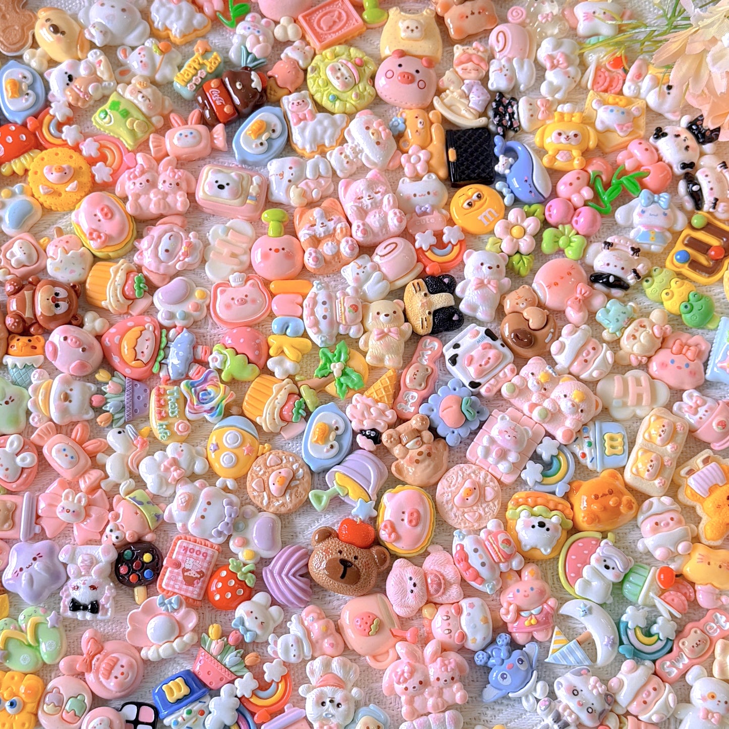Whole box cartoon resin charms, approx 100 pieces, limited-time special price!