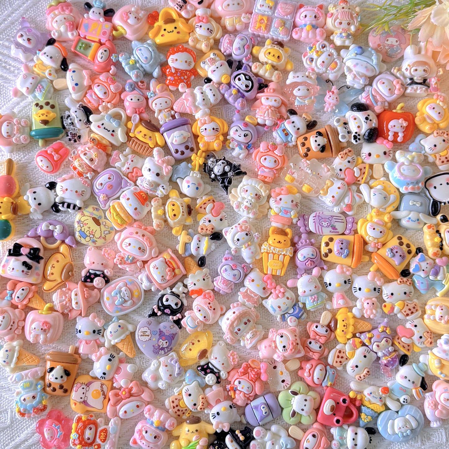 Whole box cartoon resin charms, approx 100 pieces, limited-time special price!