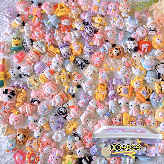 Whole box cartoon resin charms, approx 100 pieces, limited-time special price!