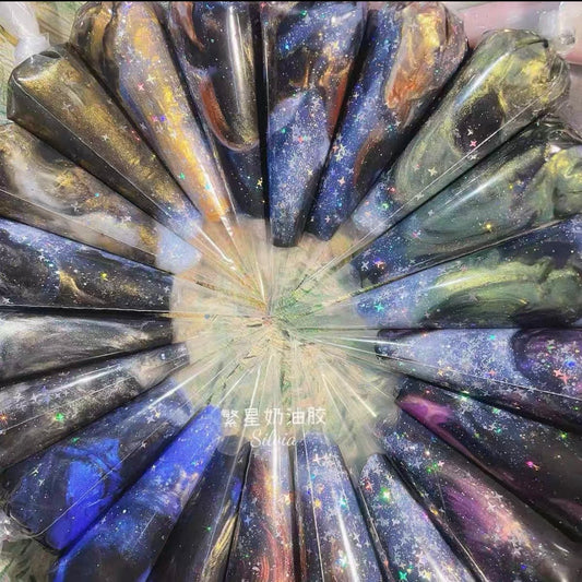 70g 7-color Starry Sky Cream Glue Mixed Color Galaxy DIY Decorative Material