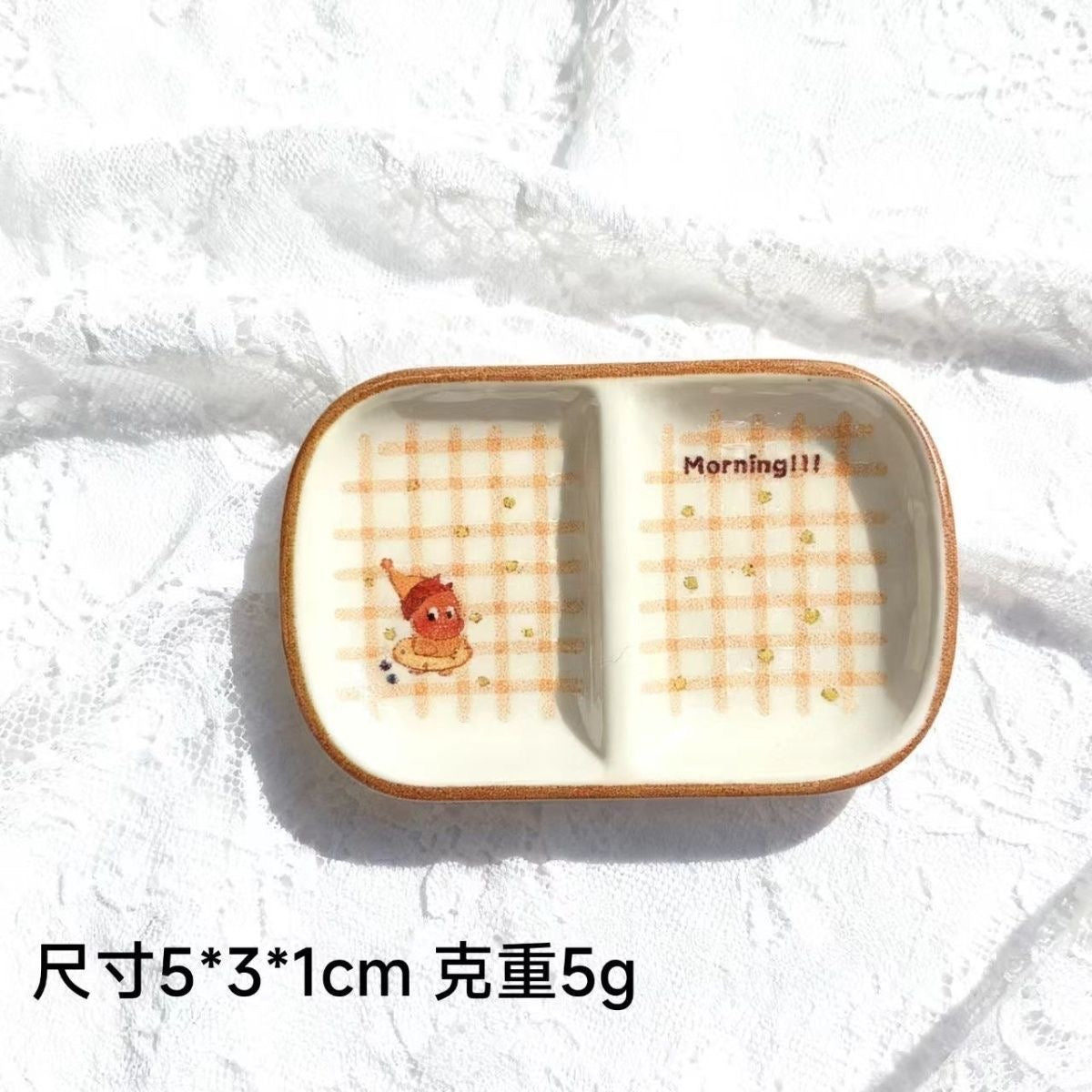 Cute cartoon double-grid dinner plate food and play dinner plate