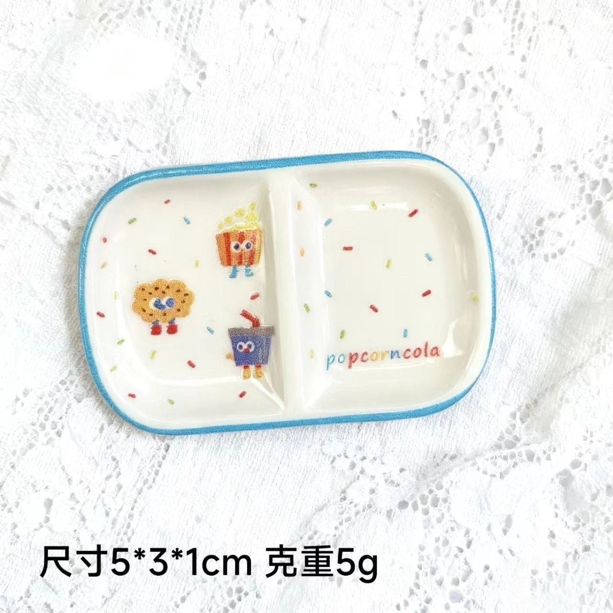 Cute cartoon double-grid dinner plate food and play dinner plate
